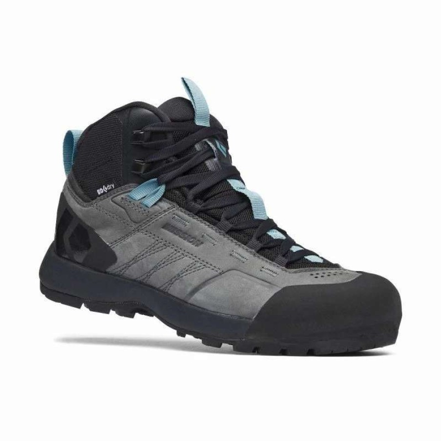 Femme * | Budget Black Diamond Mission Leather Mid Wp Chaussures Approche Femme Steel Grey / Costal Blue