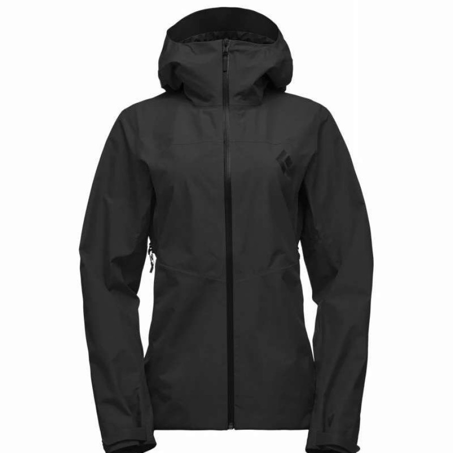 Femme * | Sortie Diamond Liquid Point Shell Veste Impermeable Femme Black